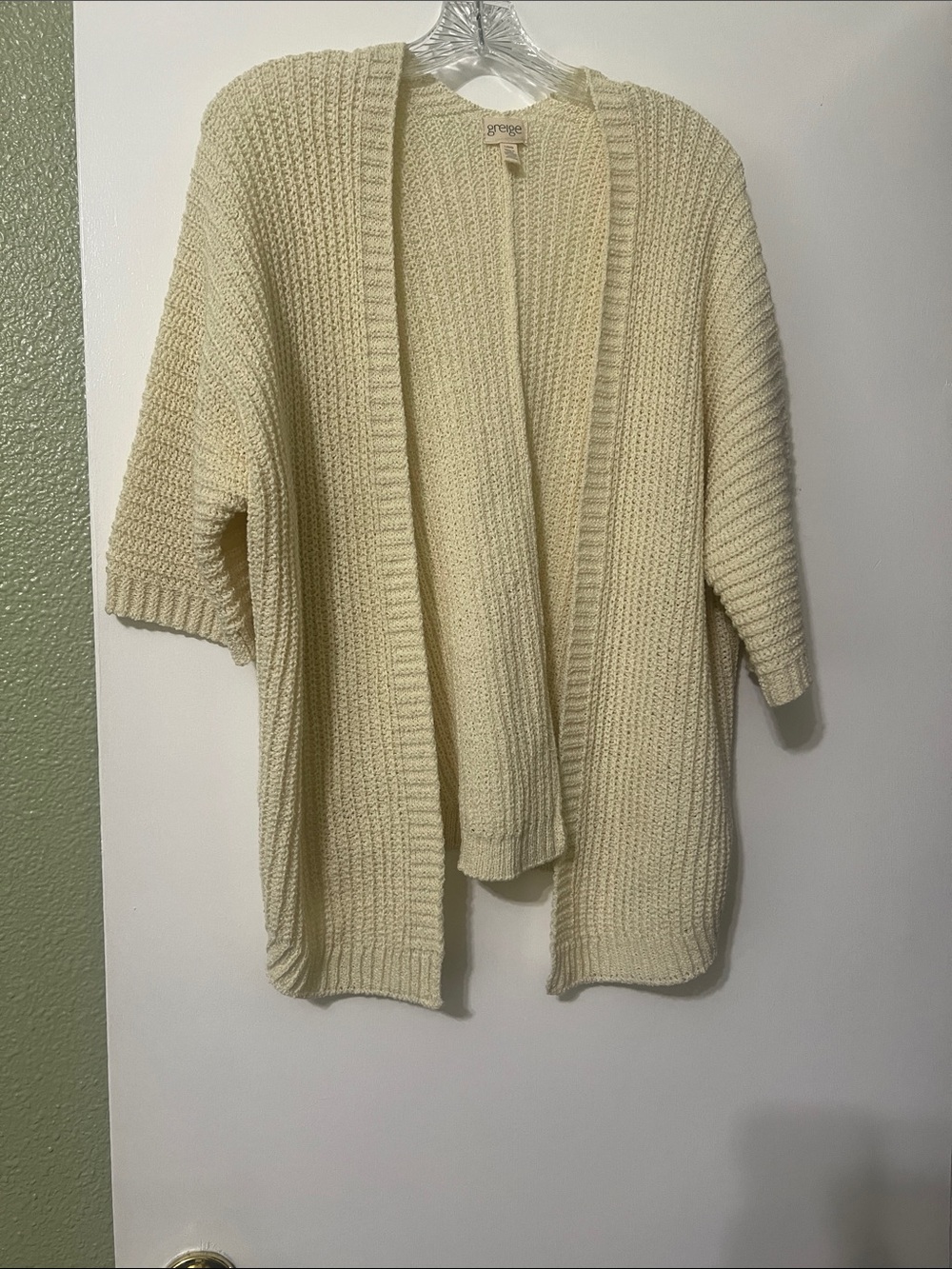 Open-Front Chunky Knit Cardigan Sweater - soft yellow